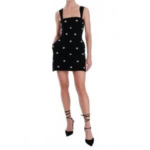 NEW KARINA GRIMALDI gisela rhinestone mini dress in black